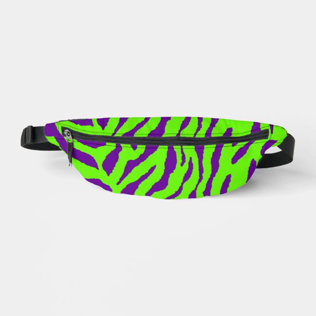 80s RETRO PURPLE GREEN TIGER STRIPES FANNY PACK (Front)
