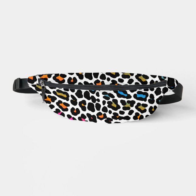 80s RETRO RAINBOW LEOPARD PRINT FANNY PACK (Front)
