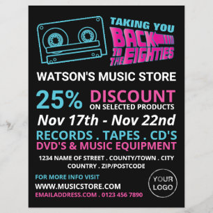 80's Retro Tape, Music Store Advertising Flyer
