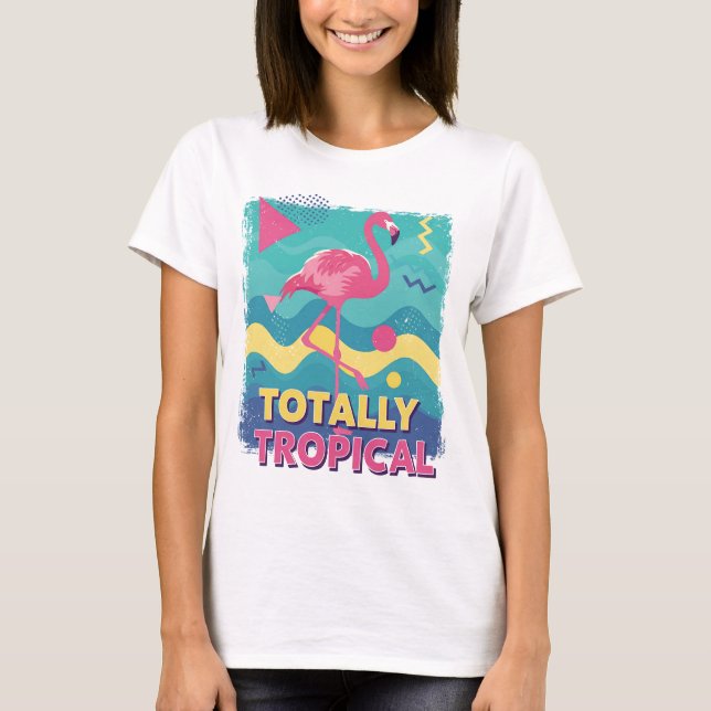 80s Retro Tropical  Flamingo T-Shirt (Front)