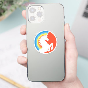80's Retro Unicorn and Rainbow Vinyl Sticker
