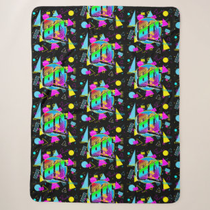 80'S RETRO VINTAGE OLD SCHOOL STYLE SHERPA BLANKET