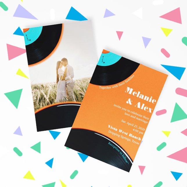 80s Retro Vinyl Record Photo Save The Date Invitation (Creator Uploaded)