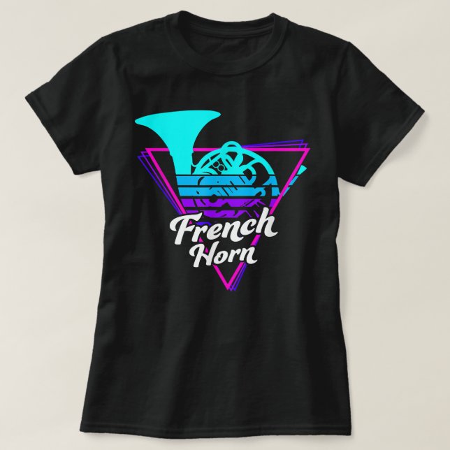 80s Retro Wave French Horn3 T-Shirt (Design Front)