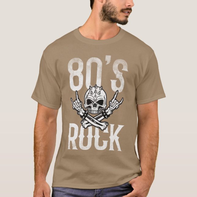 80S Rock And Roll Distressed Music Guitar Band fam T-Shirt (Front)