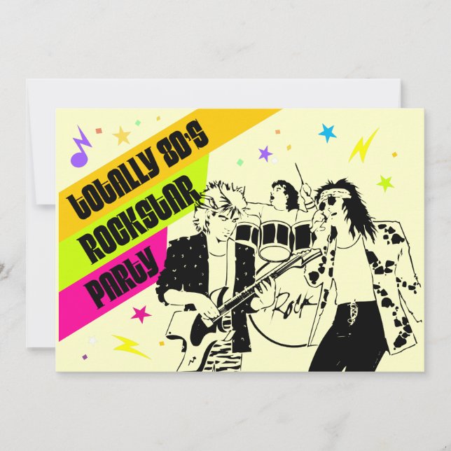 80's Rockstar Party Invitation (Front)