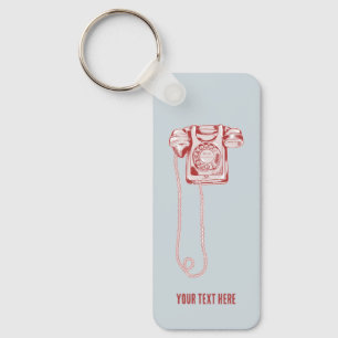80s rotary dial telephone key ring