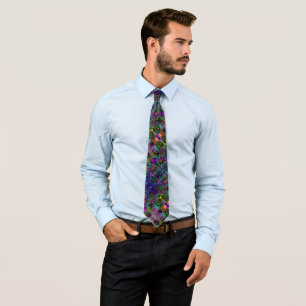 80's Running Man Psychedelic Silk Foulard Tie
