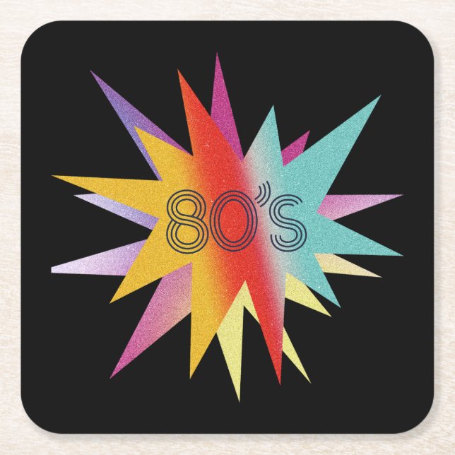 80's Starburst Square Paper Coaster (Front)