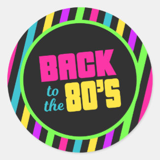 80s Sticker Label, Neon 80s Party Decorations