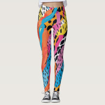 80s style bright colours Leggings for her