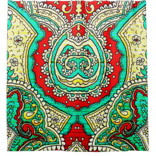 80s style, bright, neon, beautiful, psychedelic ar shower curtain