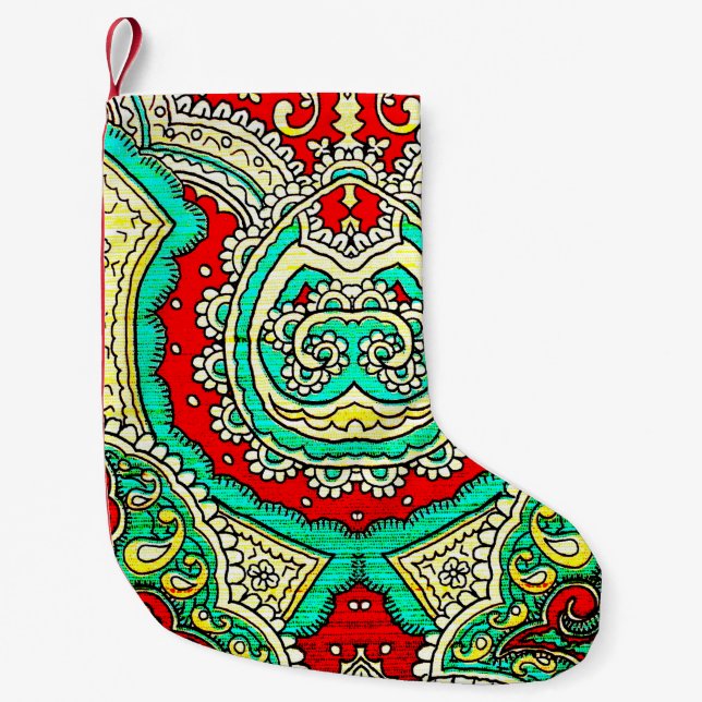 80s style, bright, neon, beautiful, psychedelic ar small christmas stocking (Front)