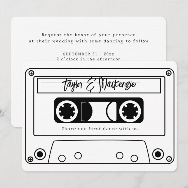 80s Style Retro Music Tape Wedding Invitation (Front/Back)