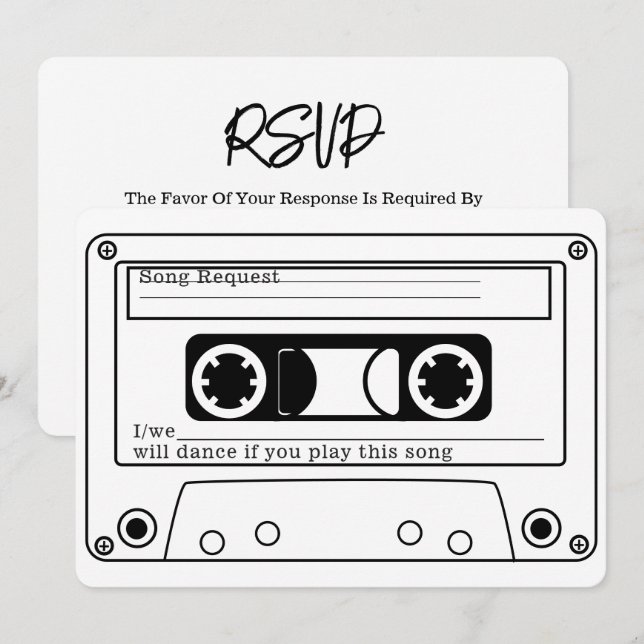 80s Style Retro Music Tape Wedding RSVP Invitation (Front/Back)