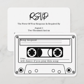 80s Style Retro Music Tape Wedding RSVP Invitation