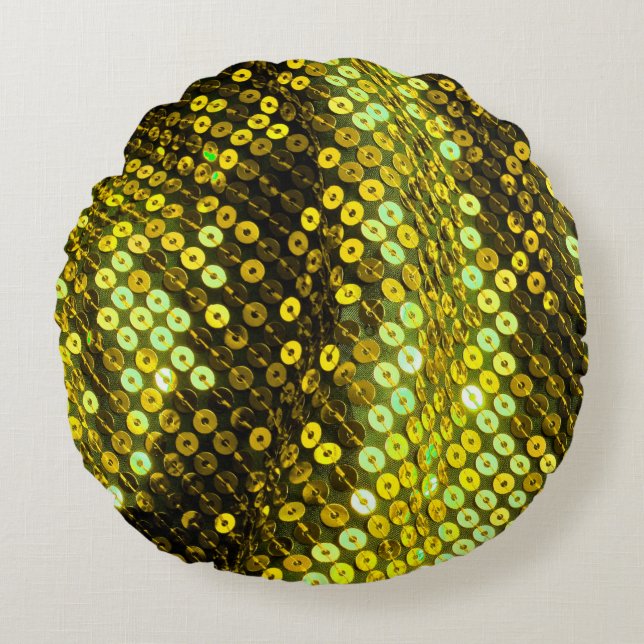 80s style sequined textile closeup. round cushion (Front)