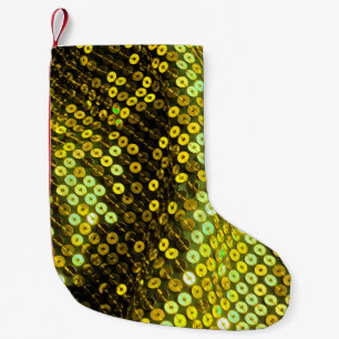 80s style sequined textile closeup. small christmas stocking