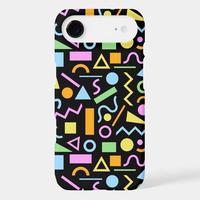 80s Style Shape Pattern Color on Black (Back)