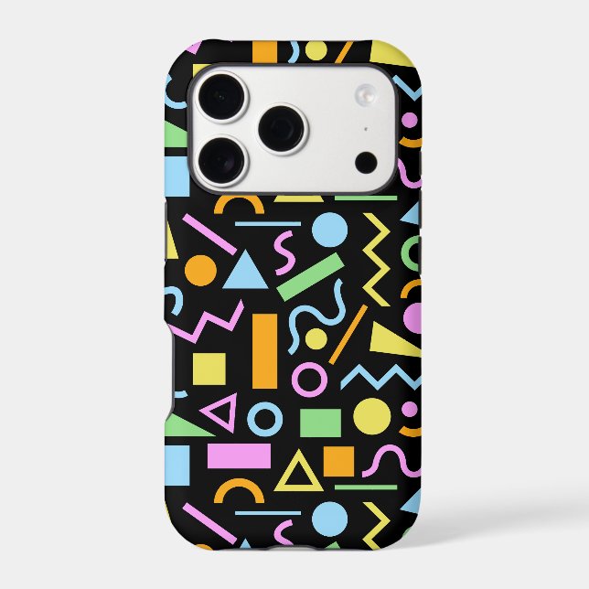80s Style Shape Pattern Color on Black (Back)