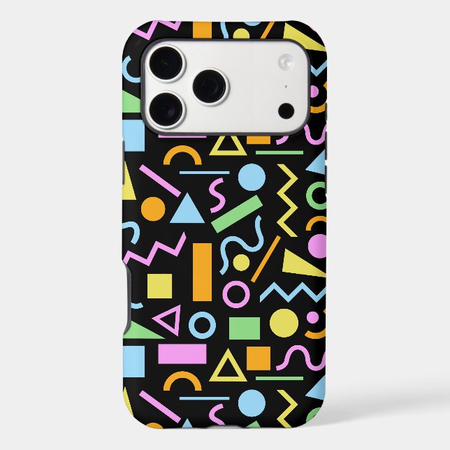80s Style Shape Pattern Colour on Black (Back)