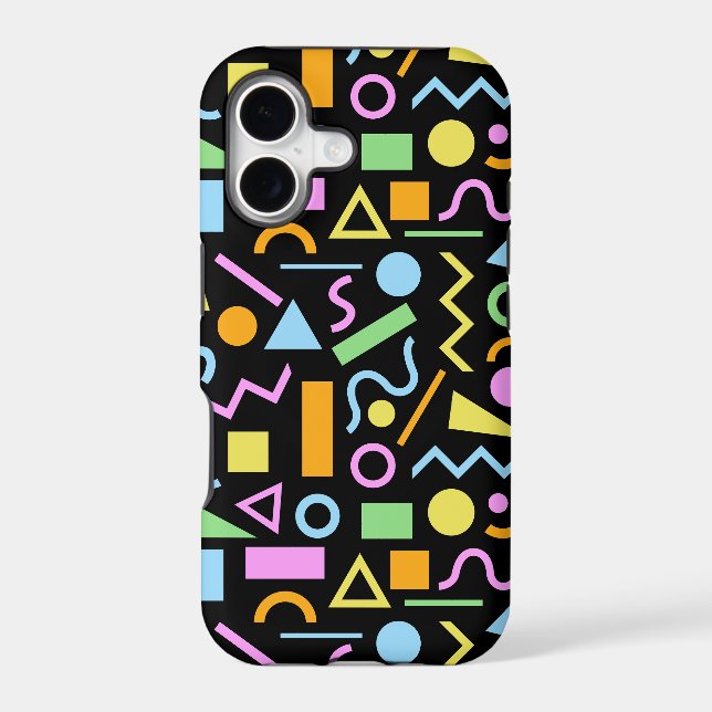 80s Style Shape Pattern Colour on Black (Back)