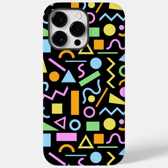 80s Style Shape Pattern Colour on Black Case-Mate iPhone Case (Back)