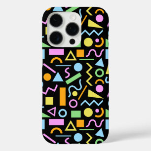 80s Style Shape Pattern Colour on Black iPhone 16 Pro Case