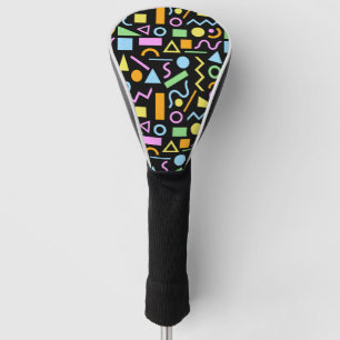 80s Style Shape Pattern Colour on Black Golf Head Cover