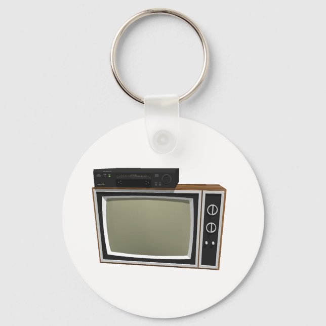 80's Style TV and VCR: 3D Model Key Ring (Front)