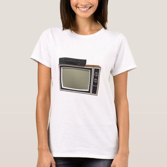 80's Style TV and VCR: 3D Model T-Shirt (Front)