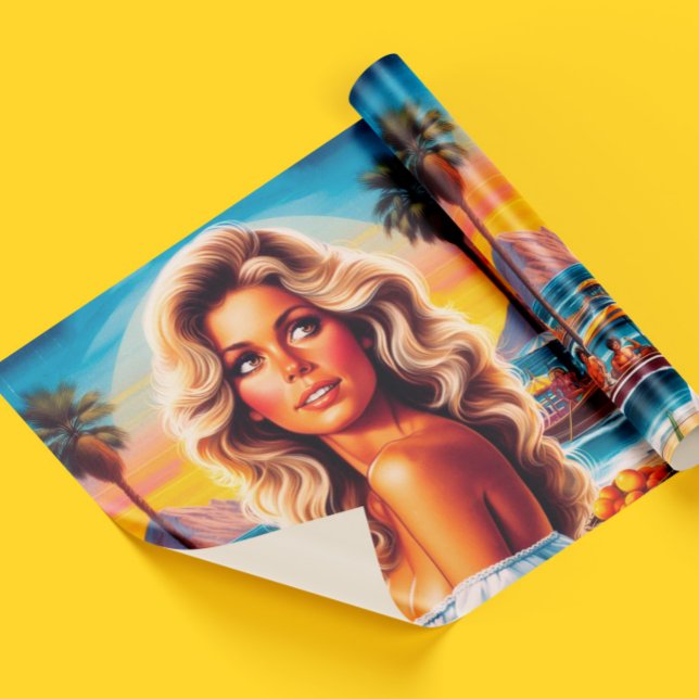 80s Summer Woman Wrapping Paper (Creator Uploaded)