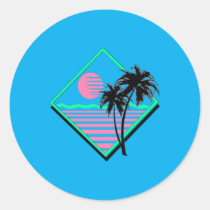 80s Sunset 2 Classic Round Sticker