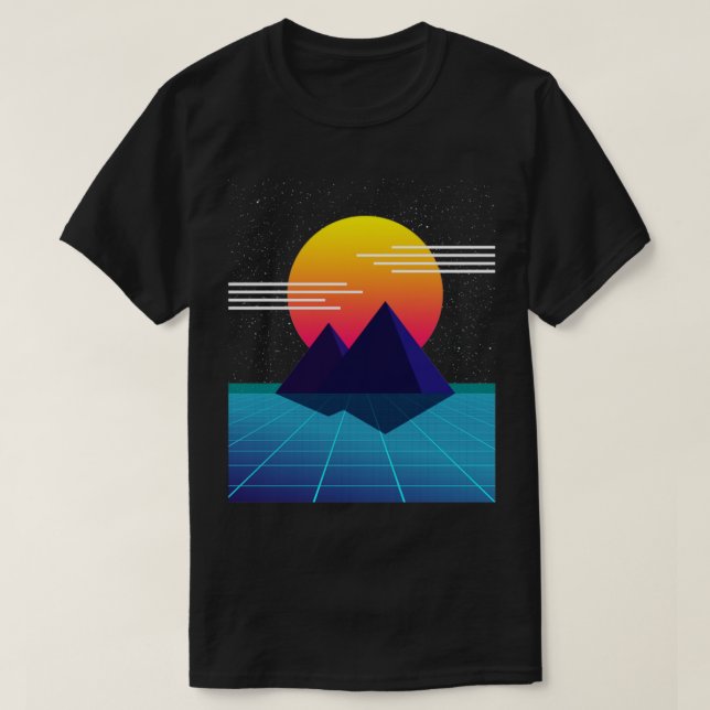 80s Sunset Nostalgic Computer Graphic T-Shirt (Design Front)