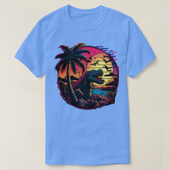 80s synthwave dinosaur T-Shirt (Design Front)