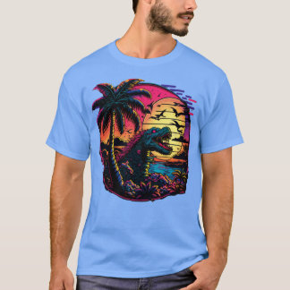 80s synthwave dinosaur T-Shirt