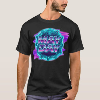 80s Synthwave "May Day" Neon Graphic Men's T-Shirt