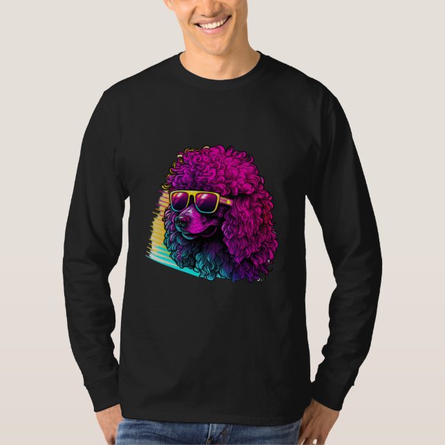 80s Synthwave with Poodle Retrowave T-Shirt (Front)
