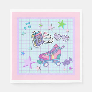 80's theme birthday party, roller skate party napkin