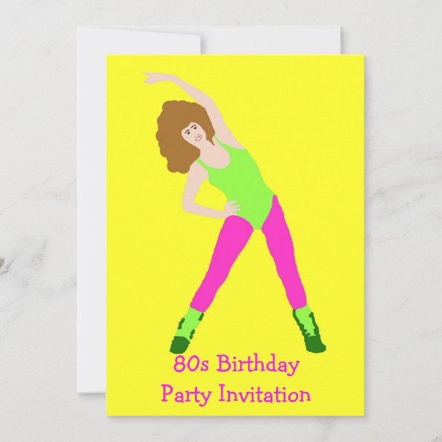 80s themed party invitation 80s retro fluorescent (Front)