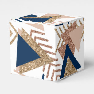 80s Trendy Abstract Navy and Rose Gold Pattern Favour Box