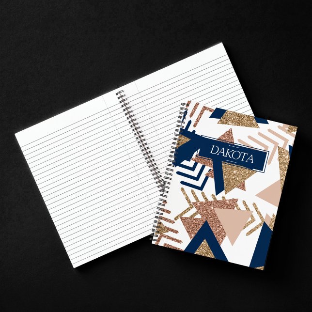 80s Trendy Abstract | Navy and Rose Gold Pattern Notebook (Creator Uploaded)