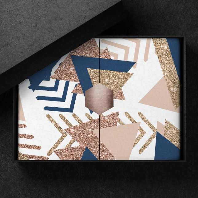 80s Trendy Abstract | Navy and Rose Gold Pattern Tissue Paper (Creator Uploaded)