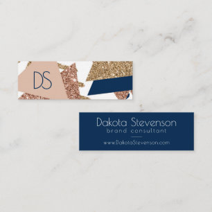 80s Trendy Abstract Navy and Rose Gold Website Mini Business Card