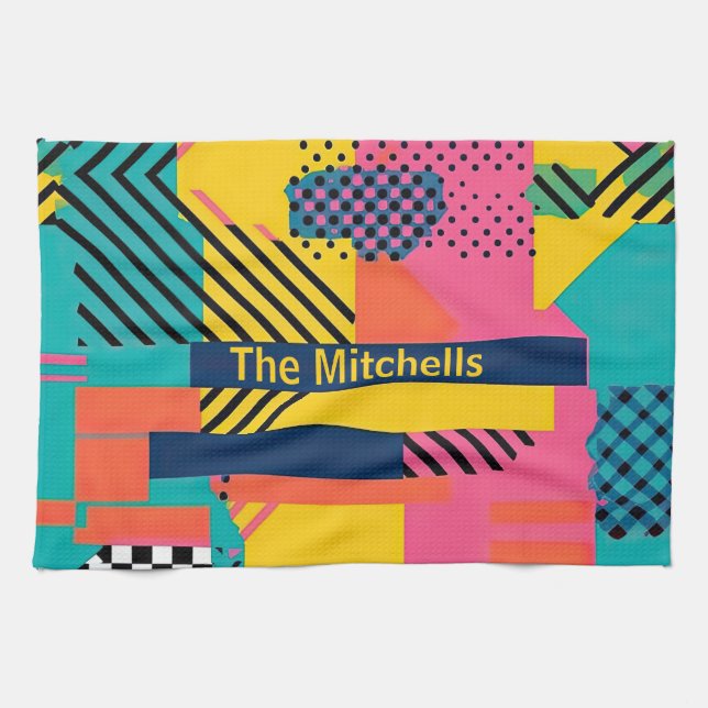 80s Trendy  Tea Towel (Horizontal)