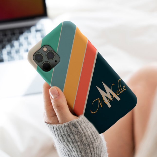 80s vintage aesthetic Stripe stylish monogram iPhone Case (Creator Uploaded)