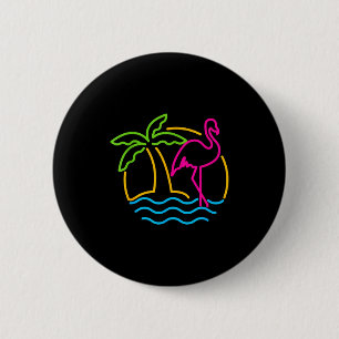 80s Vintage Miami Retro Neon Nk Flamingo  6 Cm Round Badge