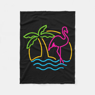 80s Vintage Miami Retro Neon Nk Flamingo  Fleece Blanket