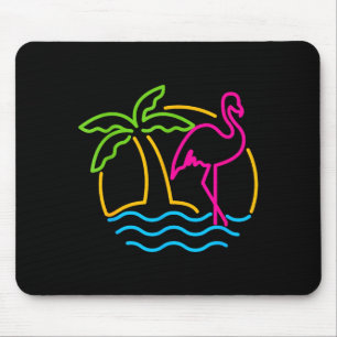 80s Vintage Miami Retro Neon Nk Flamingo  Mouse Pad