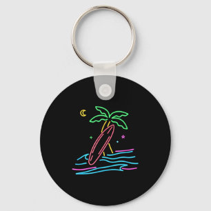 80s vintage surf retro style miami surfer beach key ring